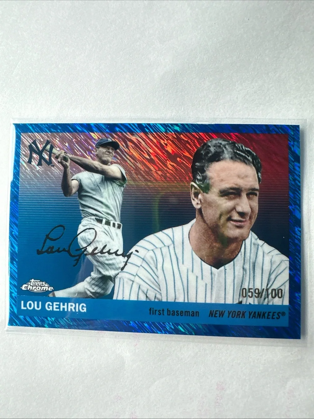 Topps Blue Lou Gehrig New York Yankees Baseball Card